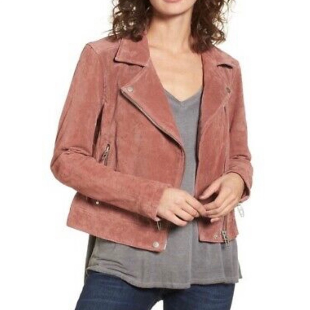 BLANKNYC Suede Moto Jacket Coral Cedar Women's